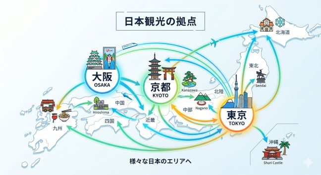 東京、大阪、京都に点在しているMIMARUなら日本国内の日帰り旅行にも便利
