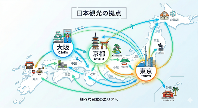 東京、大阪、京都に点在しているMIMARUなら日本国内の日帰り旅行にも便利