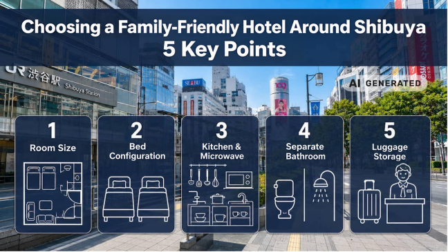 Key points for choosing a family-friendly hotel in the Shibuya area. Enjoy a comfortable stay with children in MIMARU's spacious guest rooms.