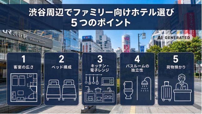 渋谷エリアでファミリー向けホテルを選ぶポイント。MIMARUの広々客室で子連れ滞在も快適