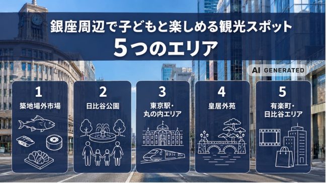 築地場外市場や日比谷公園など子どもと楽しめる銀座周辺観光スポット。MIMARUが拠点