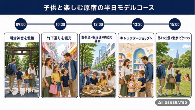 原宿の半日モデルコース。明治神宮から竹下通り・代々木公園まで子連れで楽しむ観光ルート