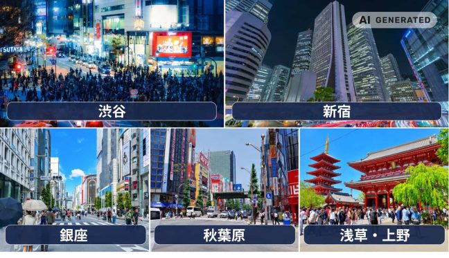 東京観光で人気の渋谷・新宿・銀座・秋葉原・浅草上野の特徴とおすすめ旅行者を比較したエリアガイド